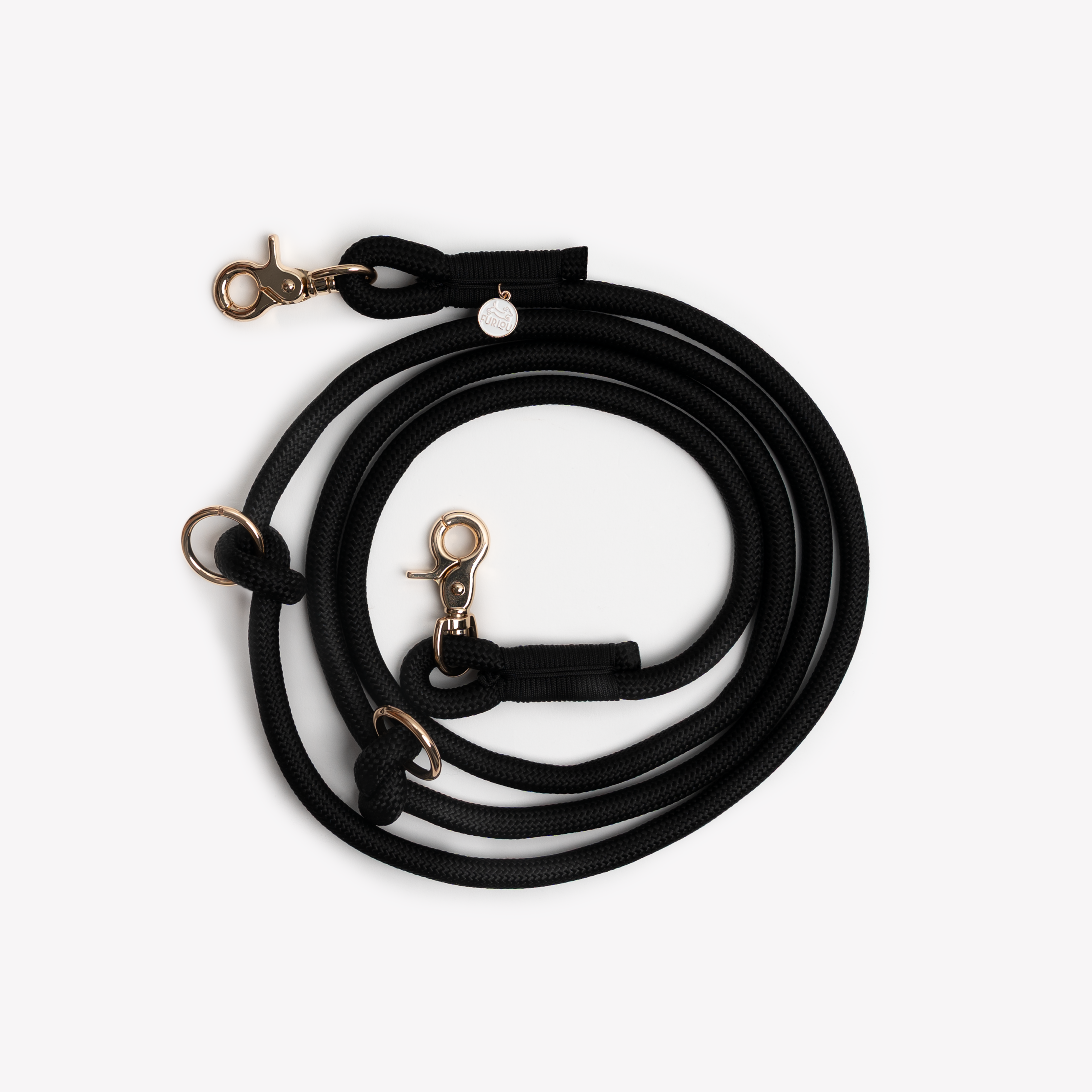 FurLou Black Hands Free Braided Rope Leash