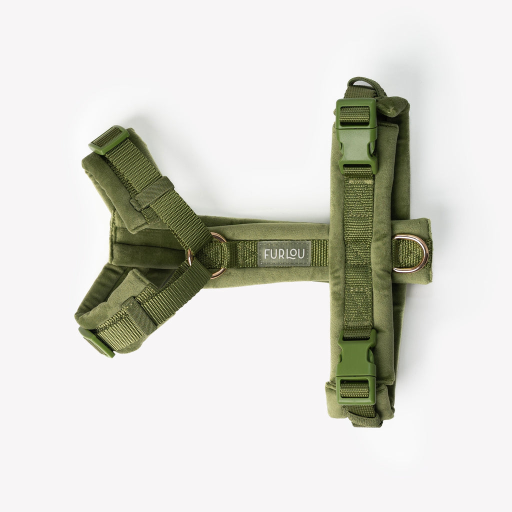 FurLou Green Velvet Dog Harness