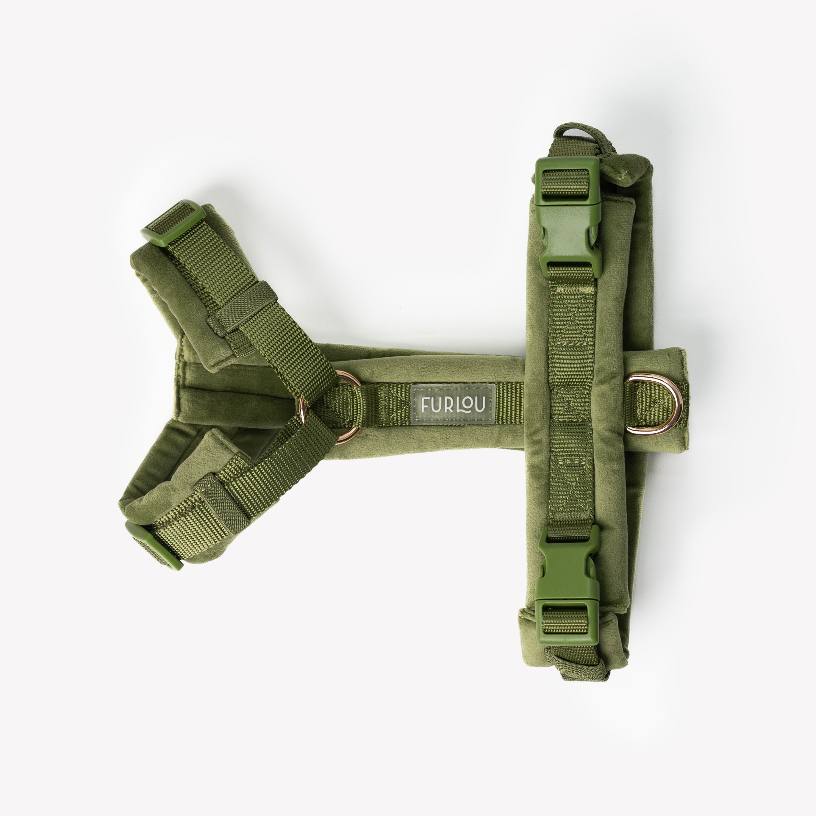 FurLou Green Velvet Dog Harness