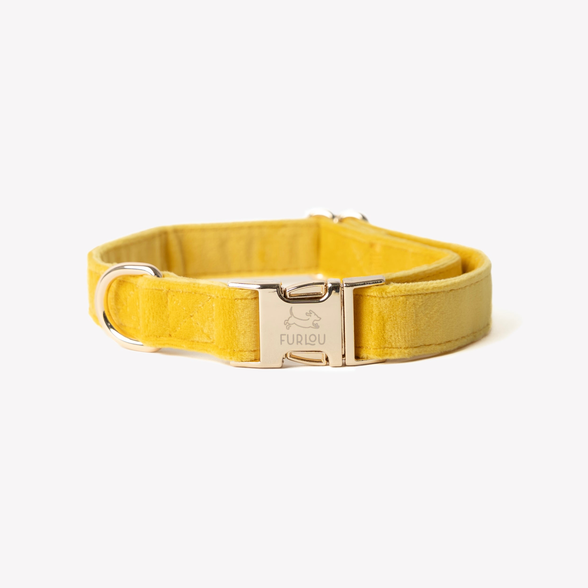 FurLou Yellow Velvet Dog Collar