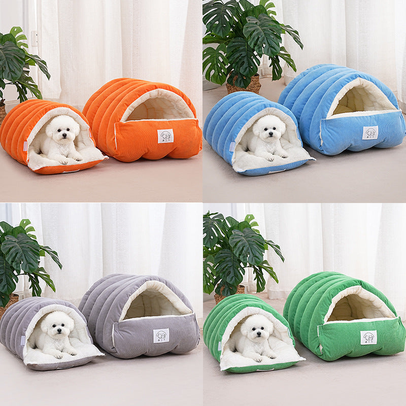 Cozy Corduroy Cave Pet Bed