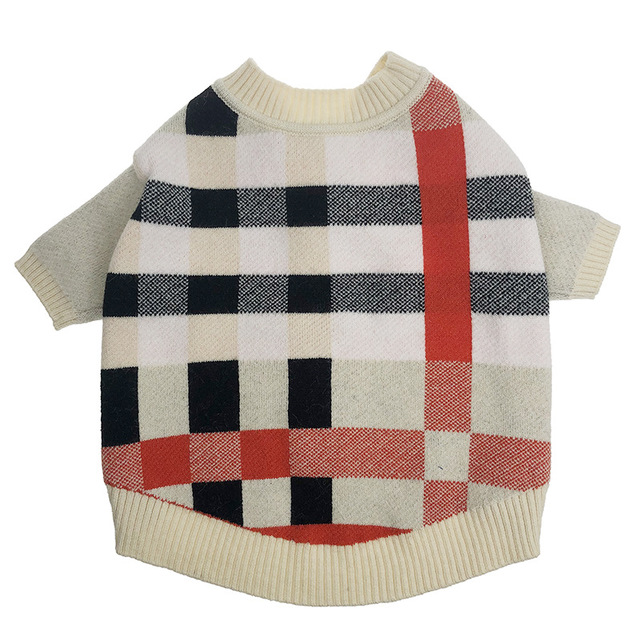 Button-Down Plaid Dog Sweater For Fall or Spring