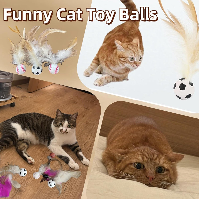 Cat Self-Entertainment Feather Bouncy Balls