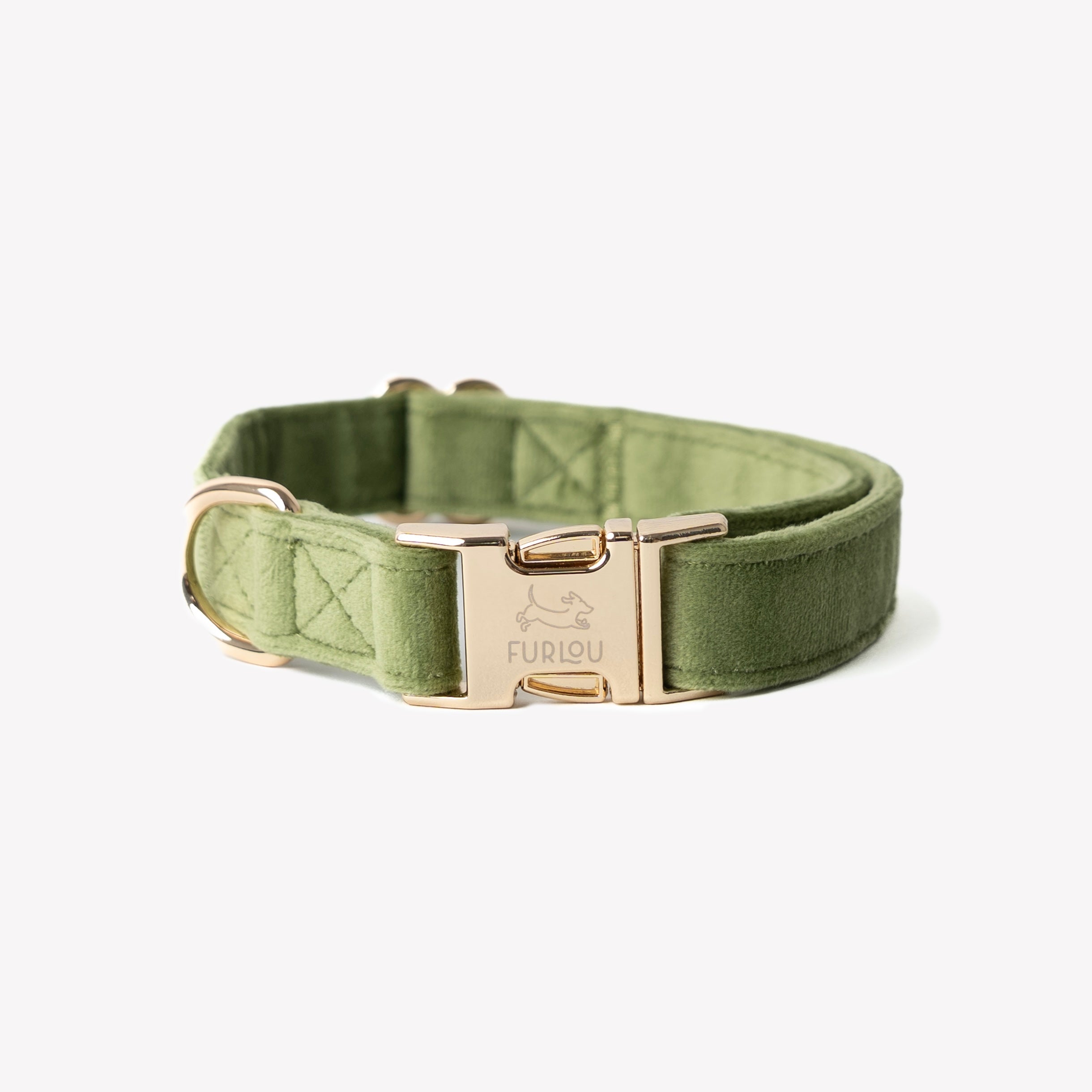 FurLou Green Velvet Dog Collar