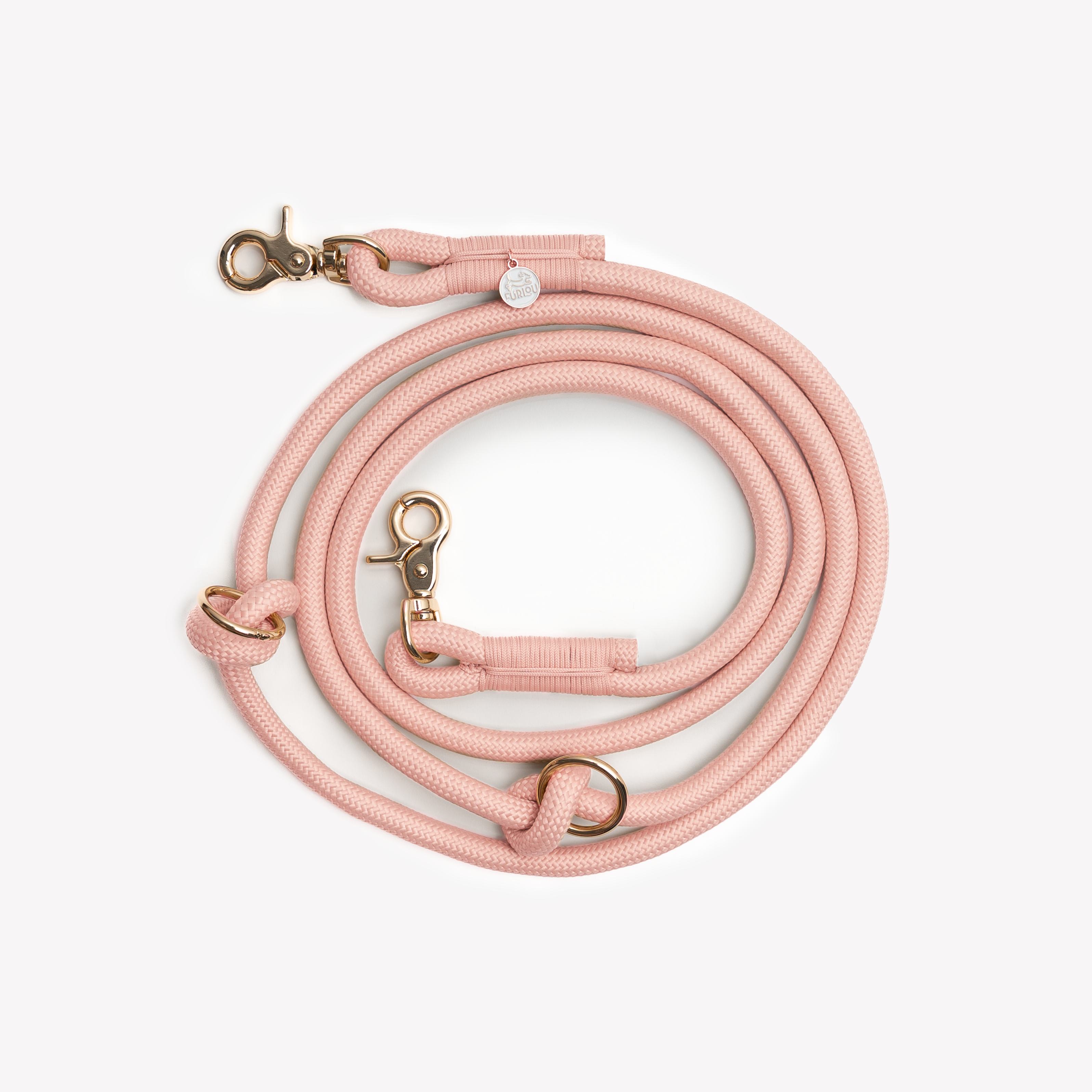 FurLou Powder Rose Hands Free Braided Rope Leash