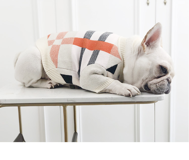 Button-Down Plaid Dog Sweater For Fall or Spring