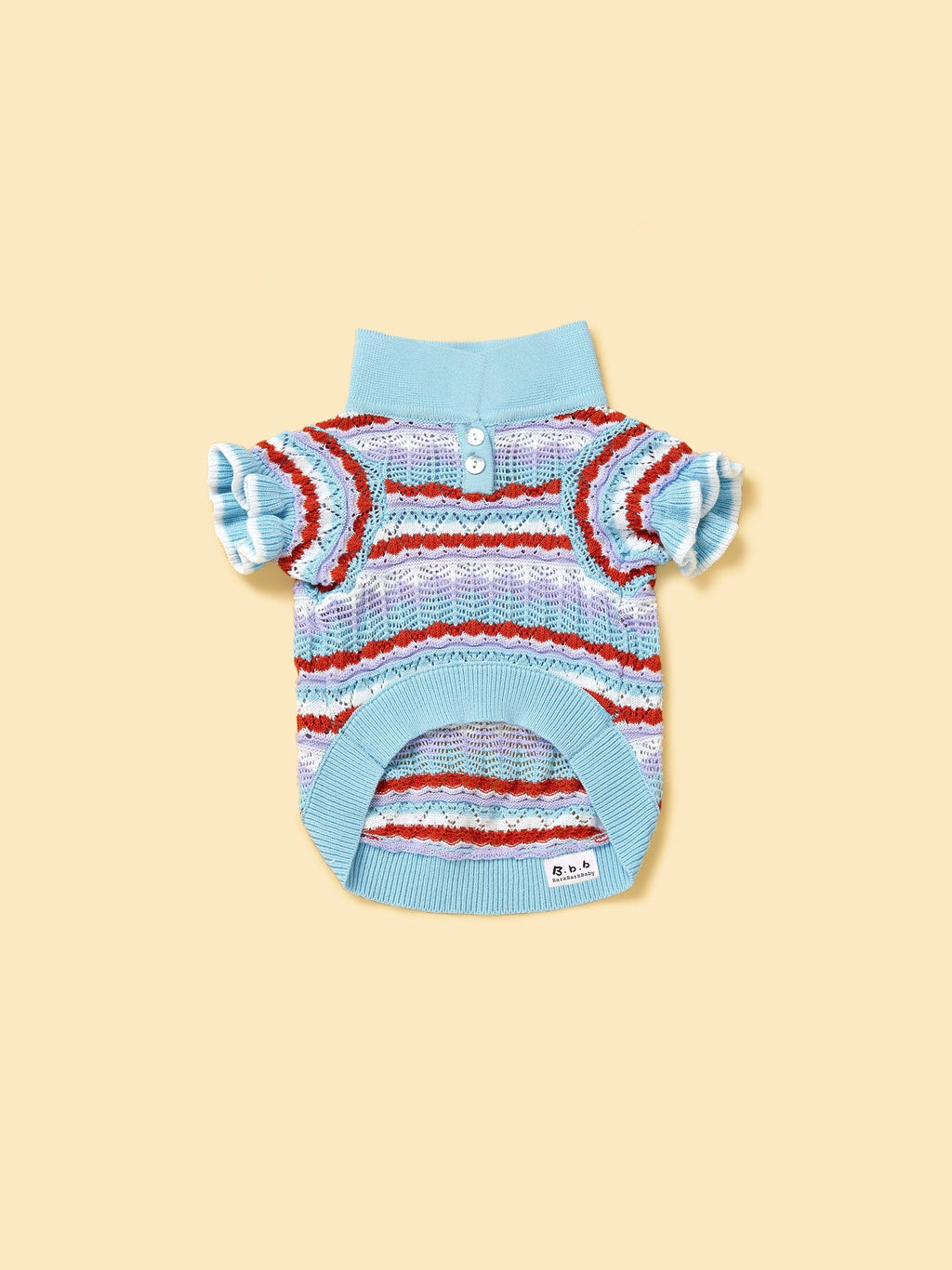 Pet & Me Spring Summer Ocean Blue Ruffle Crochet Short Sleeve Polo Shirt
