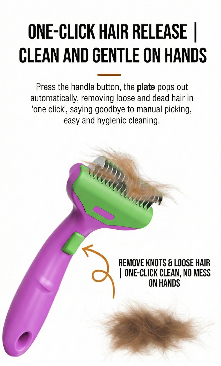 Dr. Milou® | CalmCare Dematting Rake with One-Click Fur Release