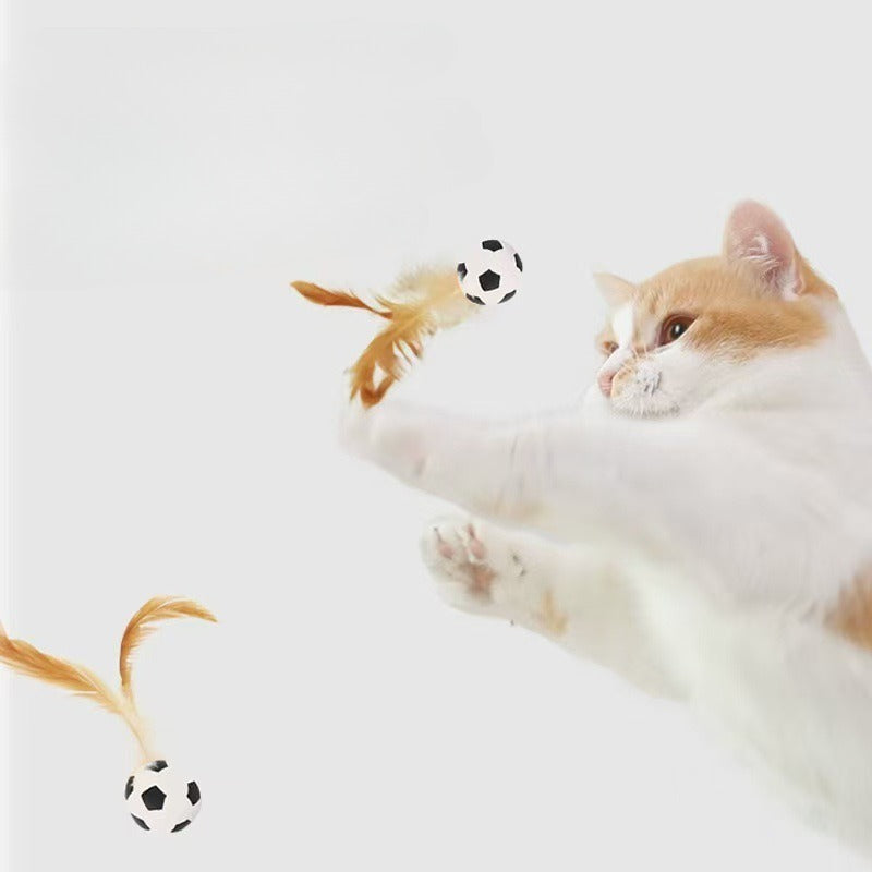 Cat Self-Entertainment Feather Bouncy Balls