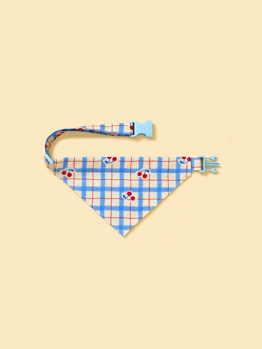 Blue Gingham Cherry Bandana