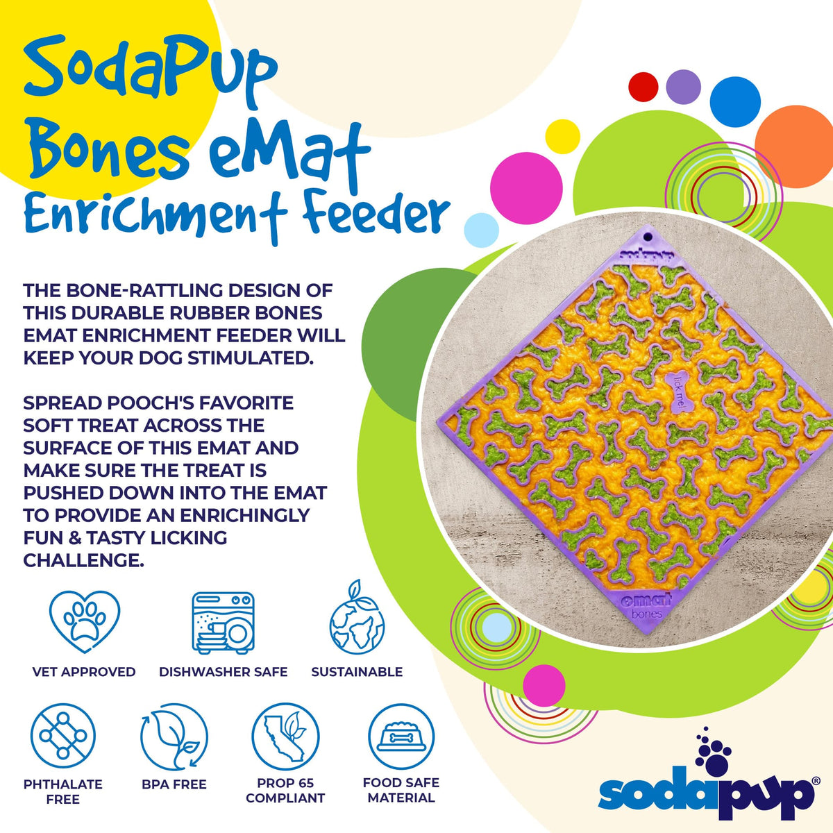 SodaPup® Bones eMat - Enrichment Lick Mat for Dogs and Cats