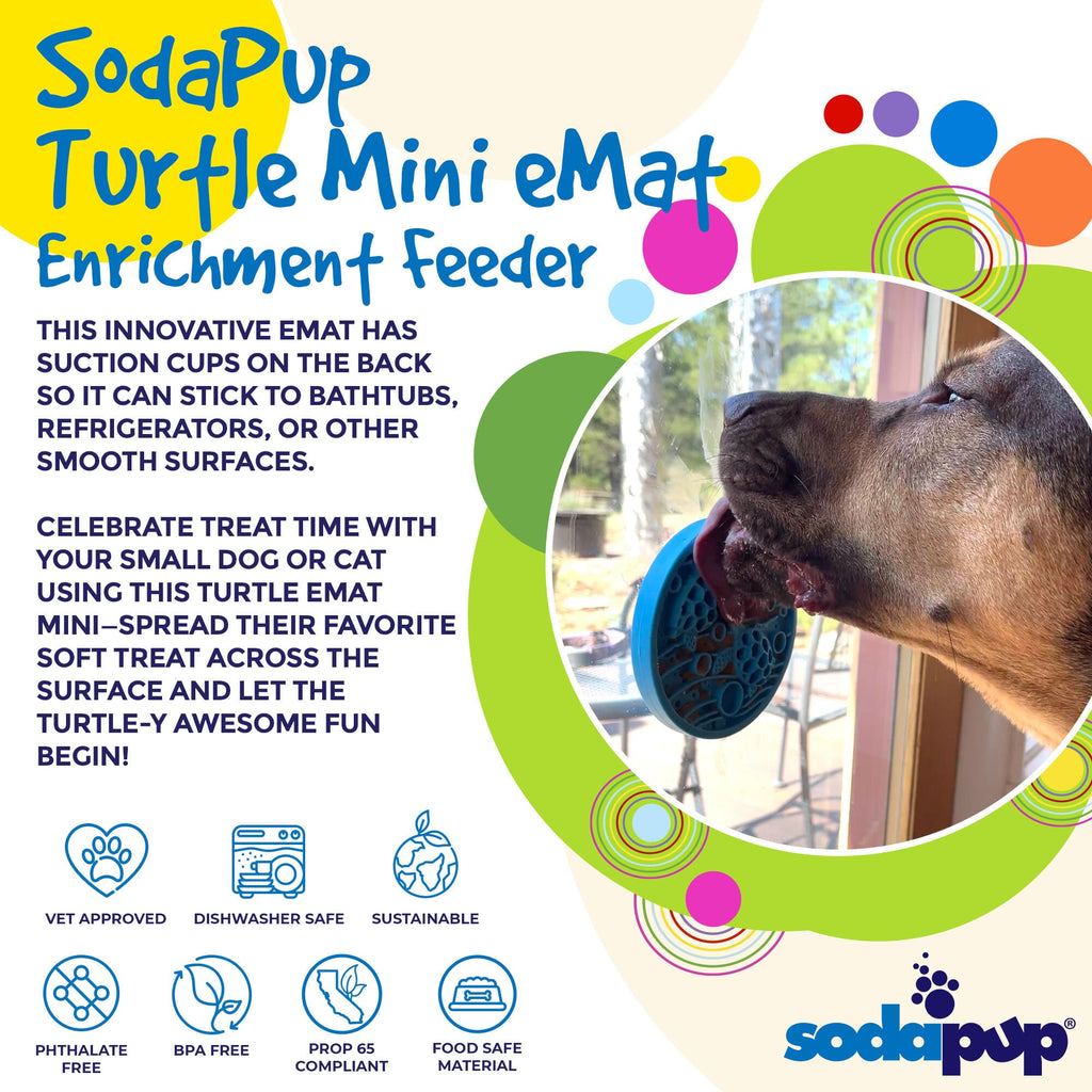 SodaPup® Turtle eMat-Mini Lick Mat with Suction Cups - Small Dogs & Cats | USA