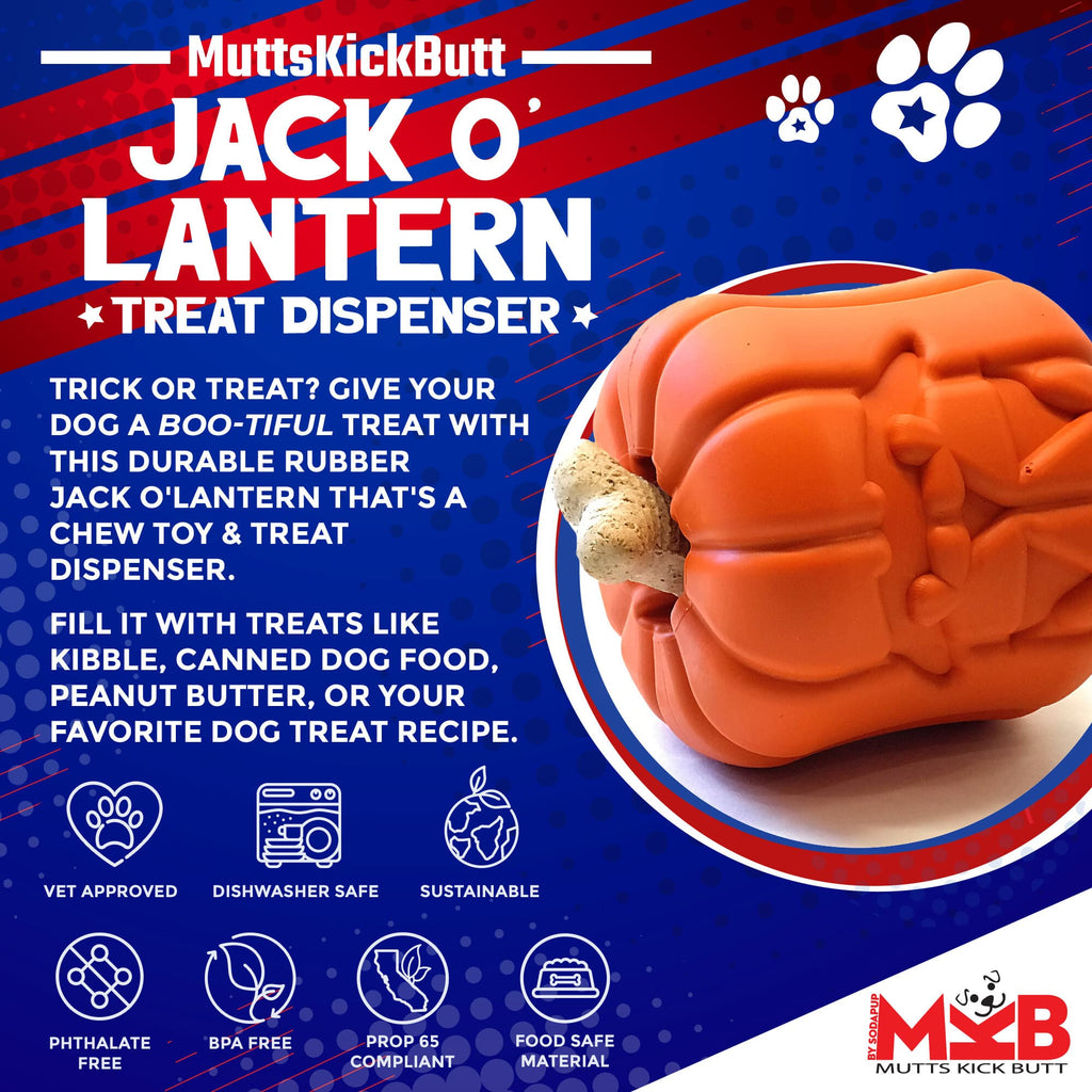 SodaPup® Jack O' Lantern Dog Toy - Durable Halloween Chew Toy for Large Dogs | USA Made