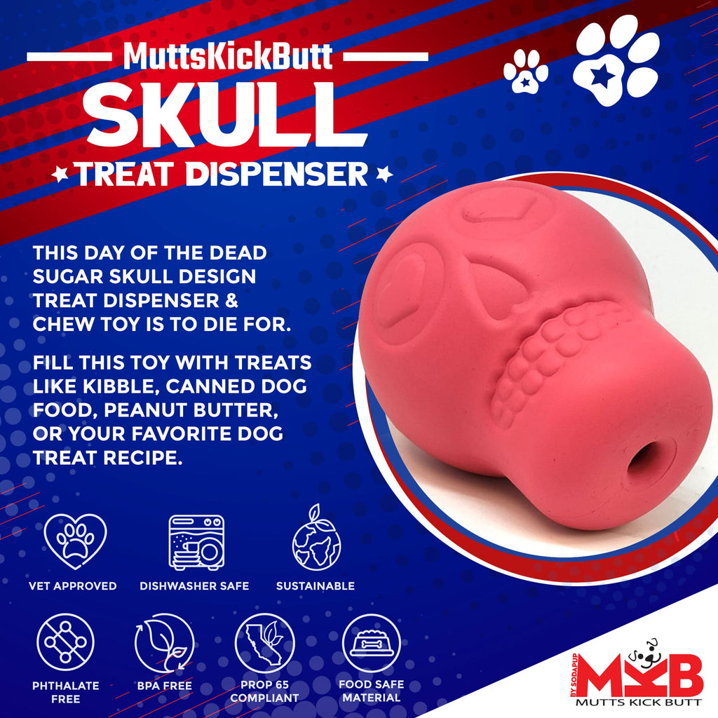 SodaPup® Sugar Skull Dog Chew Toy & Treat Dispenser - USA Made