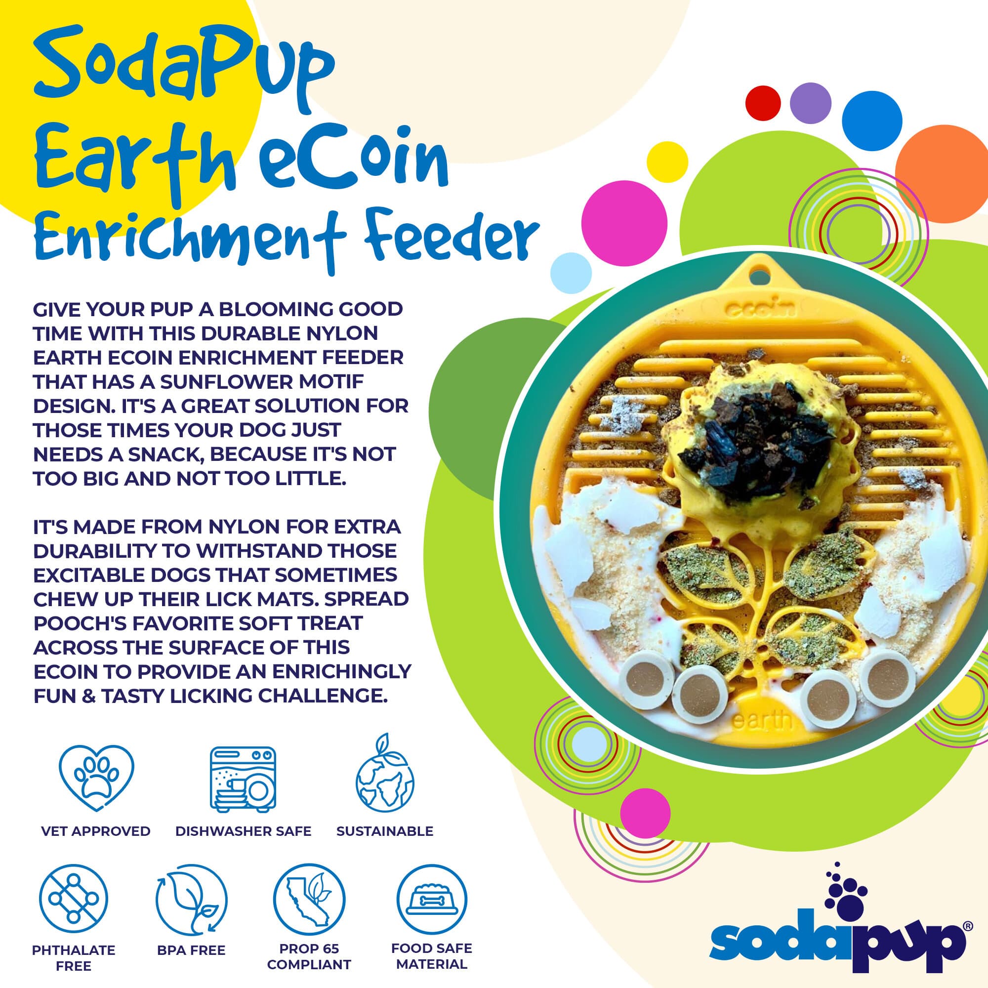 SodaPup® Earth eCOIN | Durable Nylon Lick & Chew Enrichment Toy for Dogs
