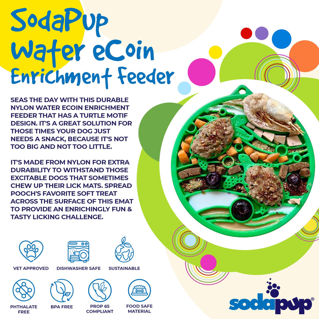 SodaPup® Water Nylon eCoin Durable Enrichment Snacking Coin for Dogs | USA-Made Lick Mat Alternative