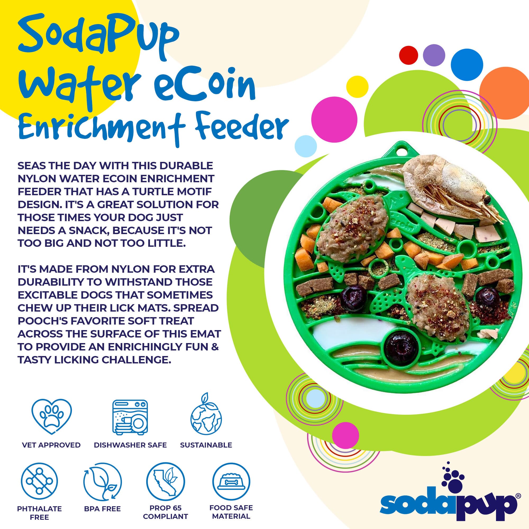 SodaPup® Water Nylon eCoin Durable Enrichment Snacking Coin for Dogs | USA-Made Lick Mat Alternative