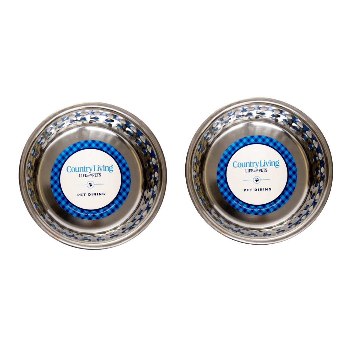 Country Living Set of 2 Hammered Stainless Steel Dog Bowls – Lavender