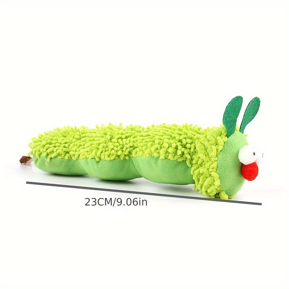 Green Worm Interactive Plush Cat Toy