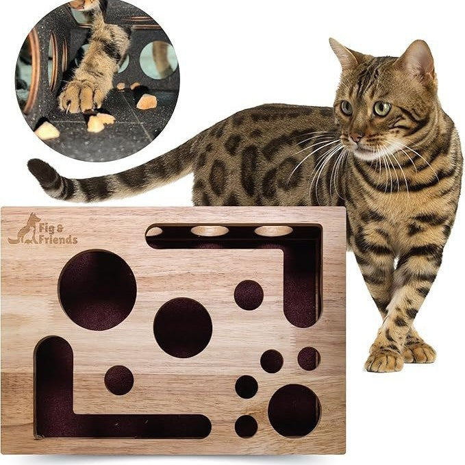 Solid Wood Maze Cat Nail File Enrichment Puzzle