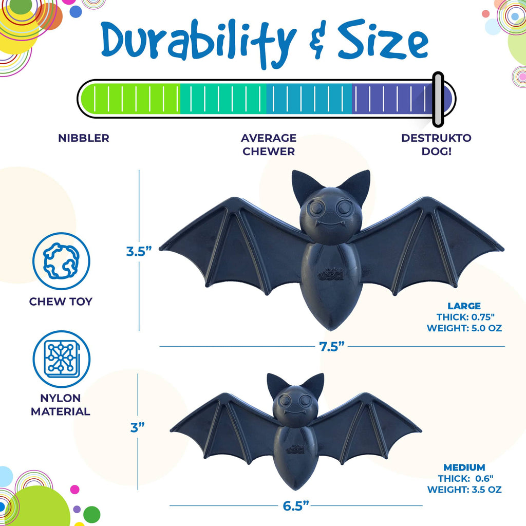 SodaPup® Vampire Bat Nylon Dog Chew Toy for Aggressive Chewers | USA Made & FDA Compliant