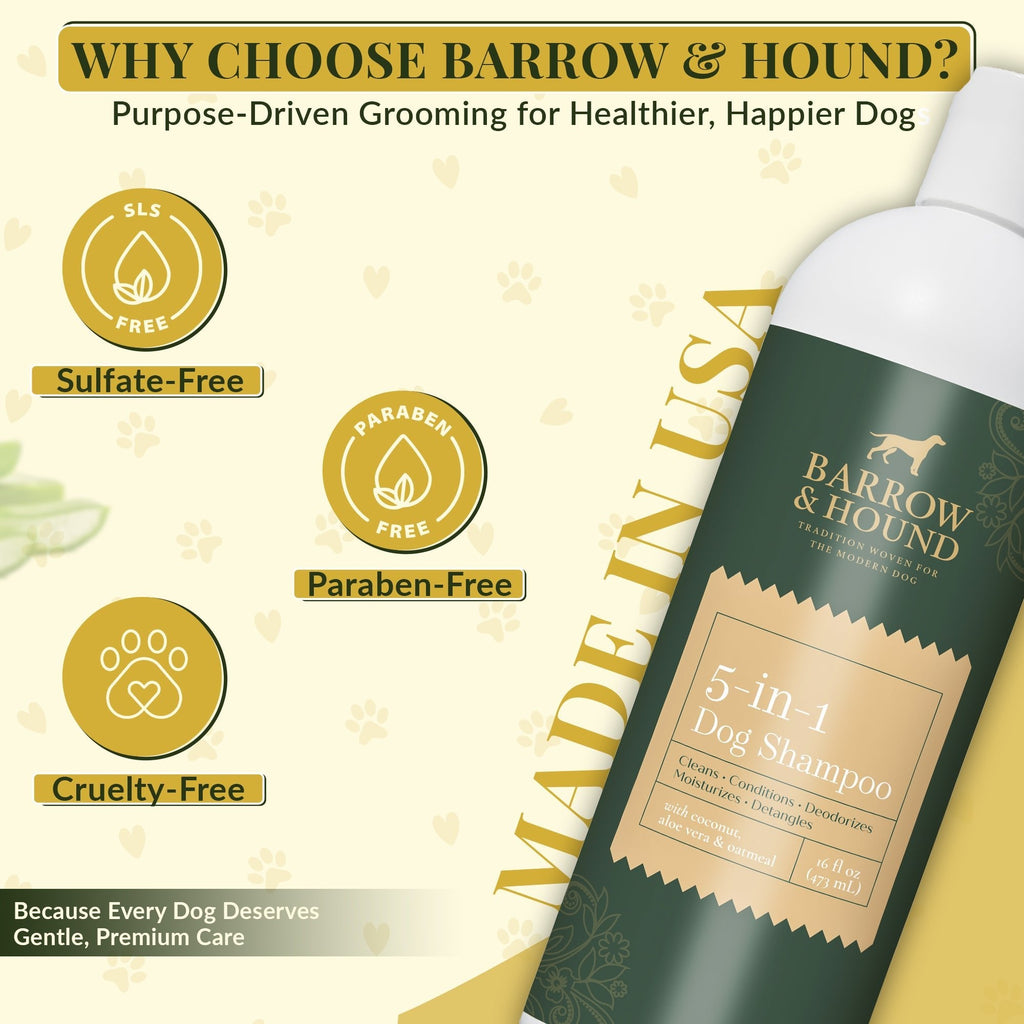 5-in-1 Dog Shampoo – Cleans, Conditions, Deodorizes, Moisturizes & Detangles