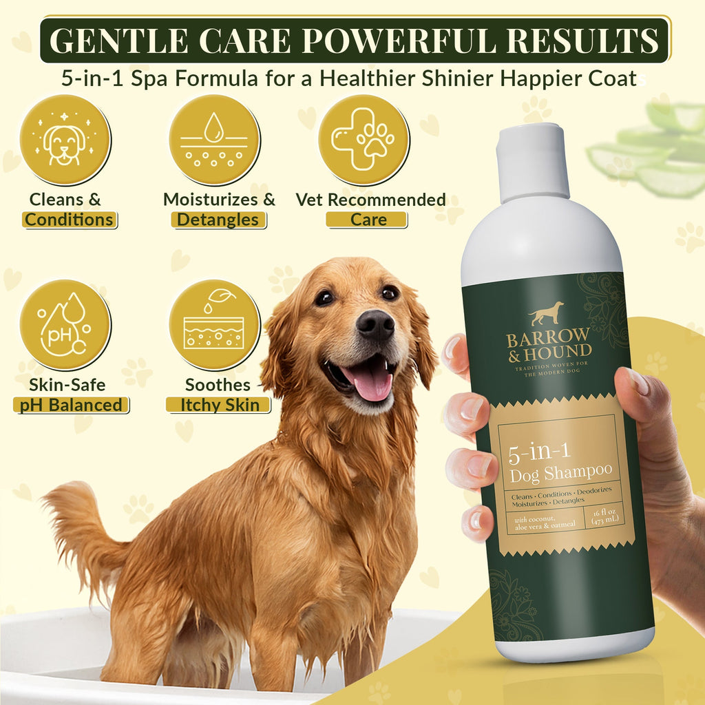 5-in-1 Dog Shampoo – Cleans, Conditions, Deodorizes, Moisturizes & Detangles