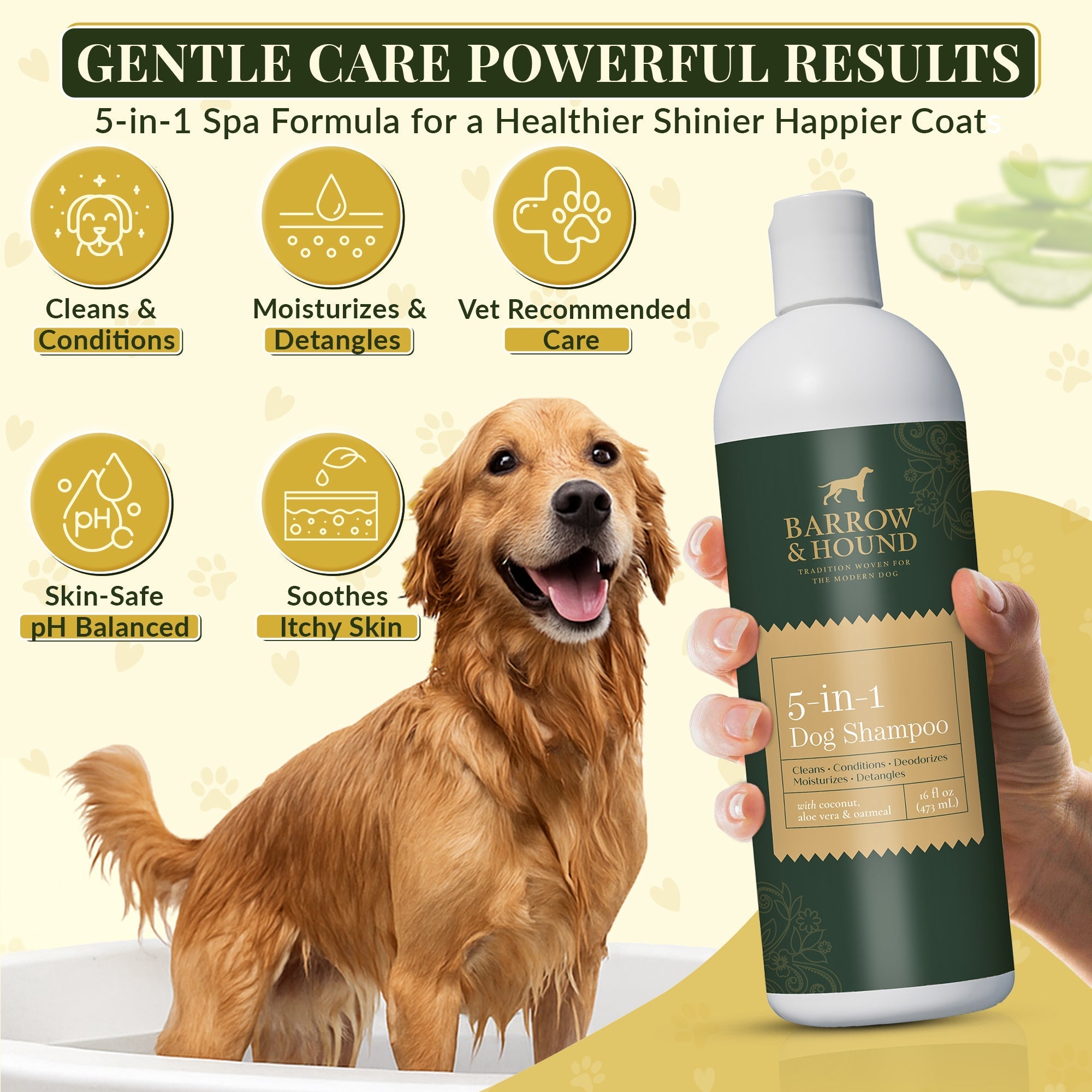 5-in-1 Dog Shampoo – Cleans, Conditions, Deodorizes, Moisturizes & Detangles