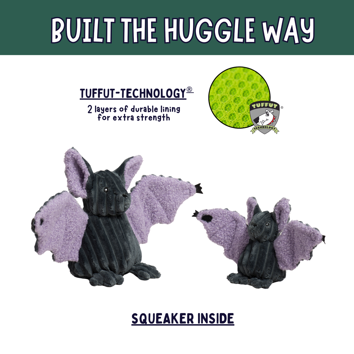 HuggleHounds Baxter Bat Halloween Dog Toy