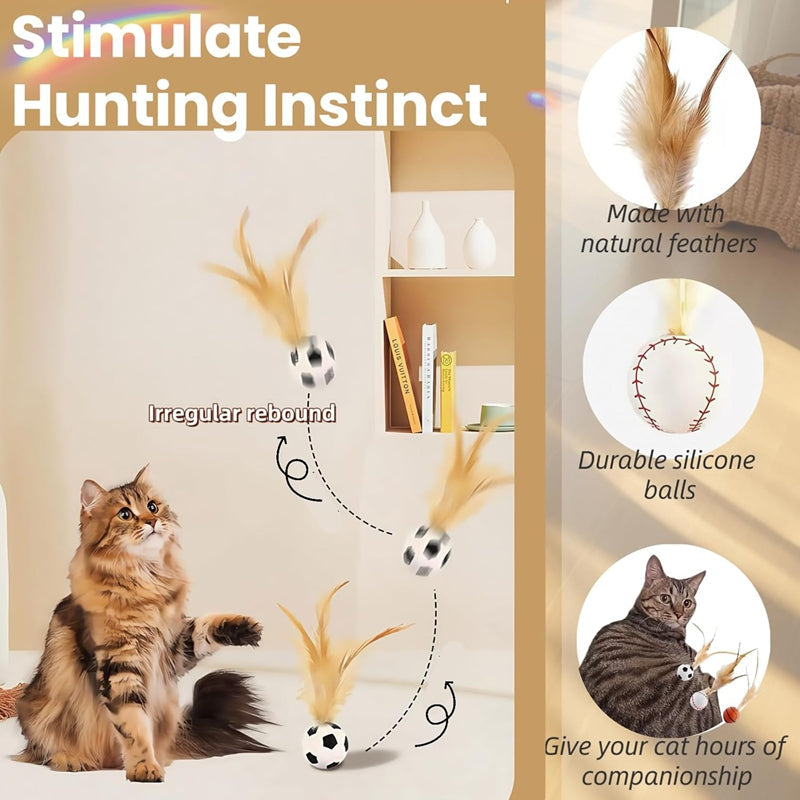 Cat Self-Entertainment Feather Bouncy Balls