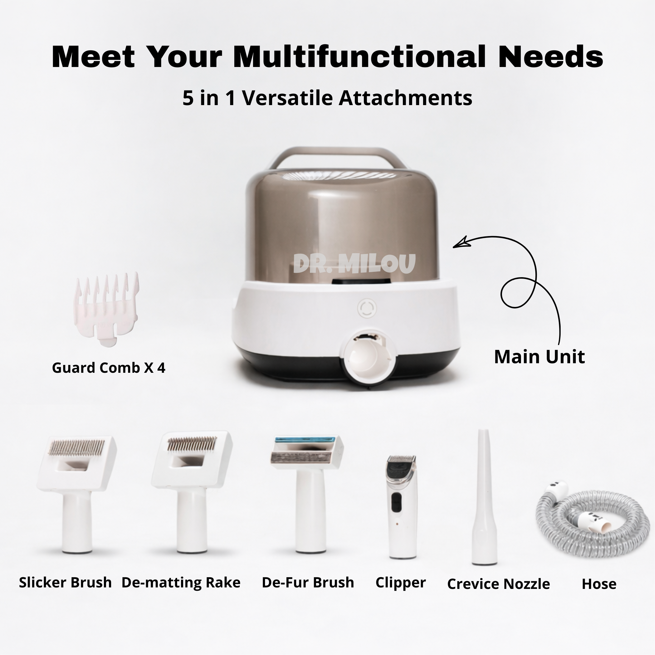Dr. Milou® | Salon Results at Home, Mess-Free | CalmCare™ Cordless Vacuum Grooming Kit