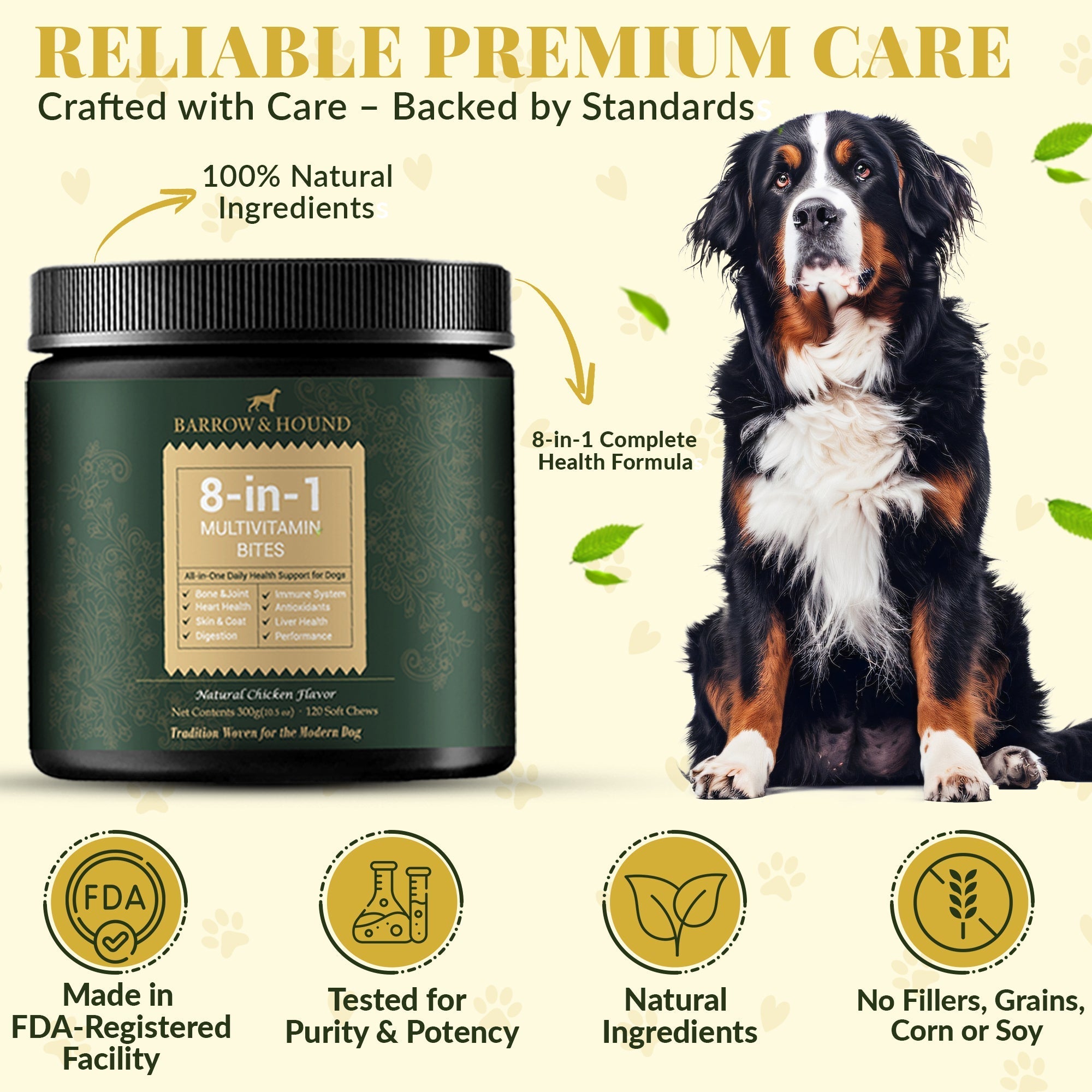 8-in-1 Daily Multivitamin Bites for Dogs – All-in-One Health Support, 120 Soft Chews