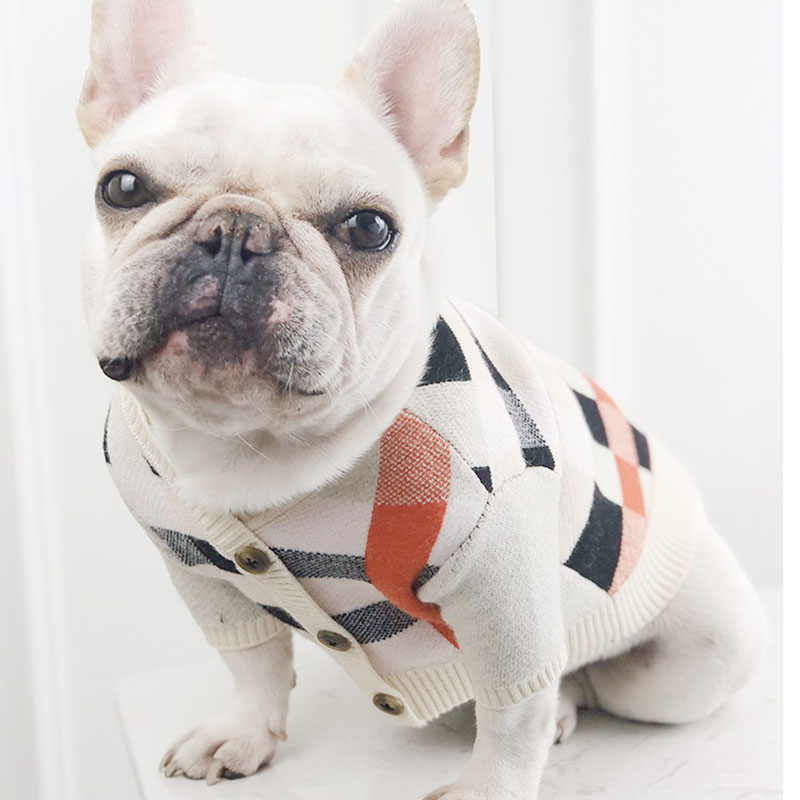 Button-Down Plaid Dog Sweater For Fall or Spring