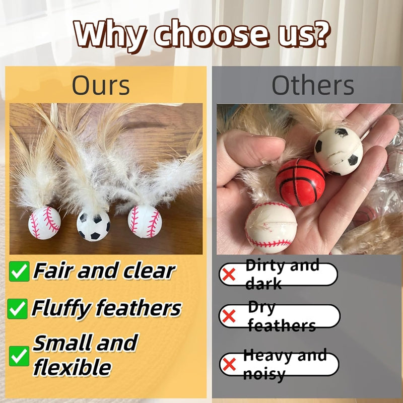 Cat Self-Entertainment Feather Bouncy Balls