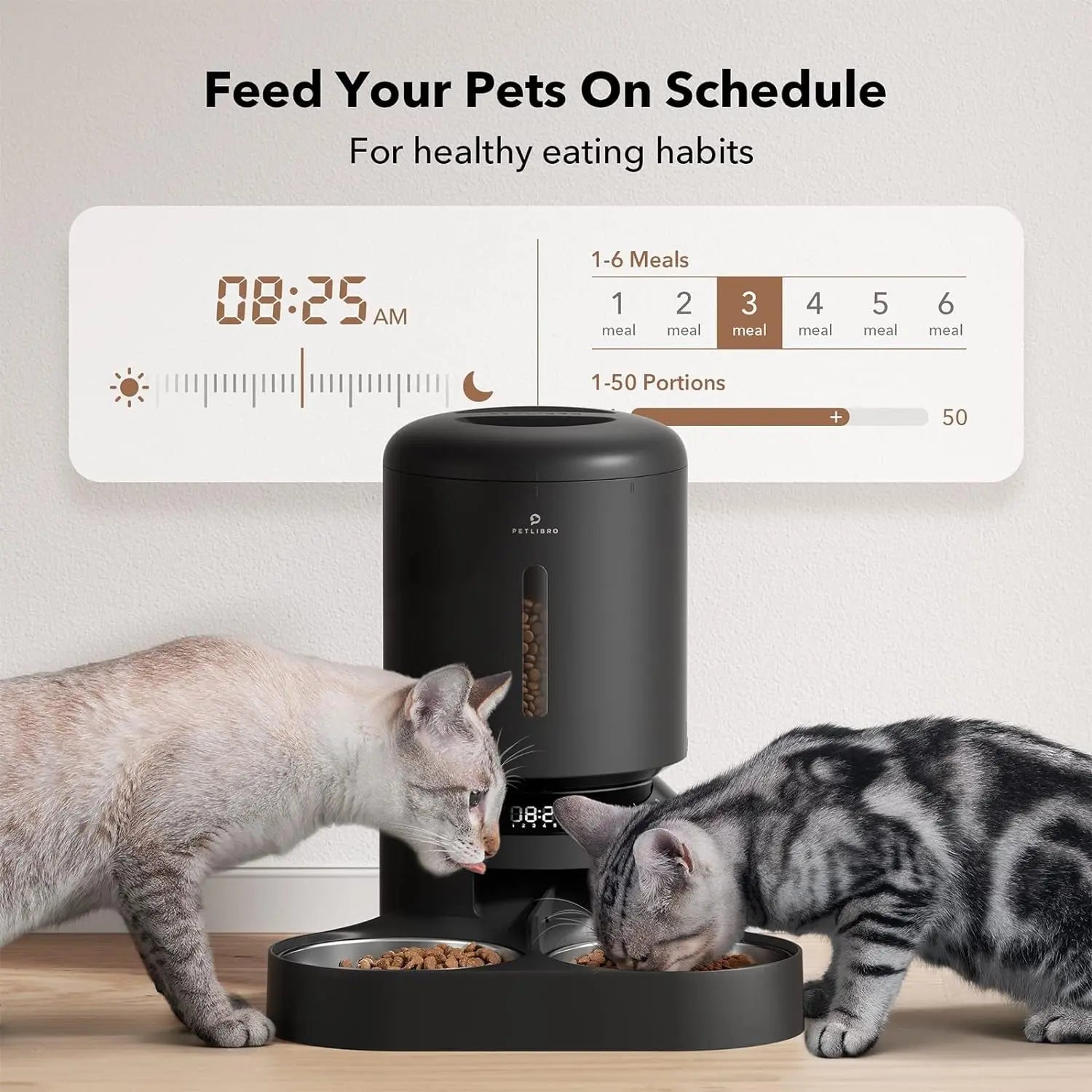 Automatic Cat Feeder with Timer for 2 Cats | Smart Dry Food Dispenser