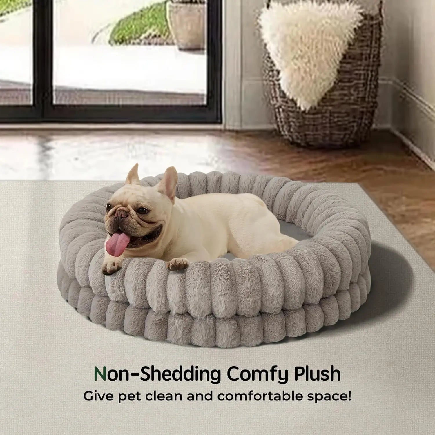 Luxury Donut Dog Bed – Orthopedic Calming Round Bed, Washable