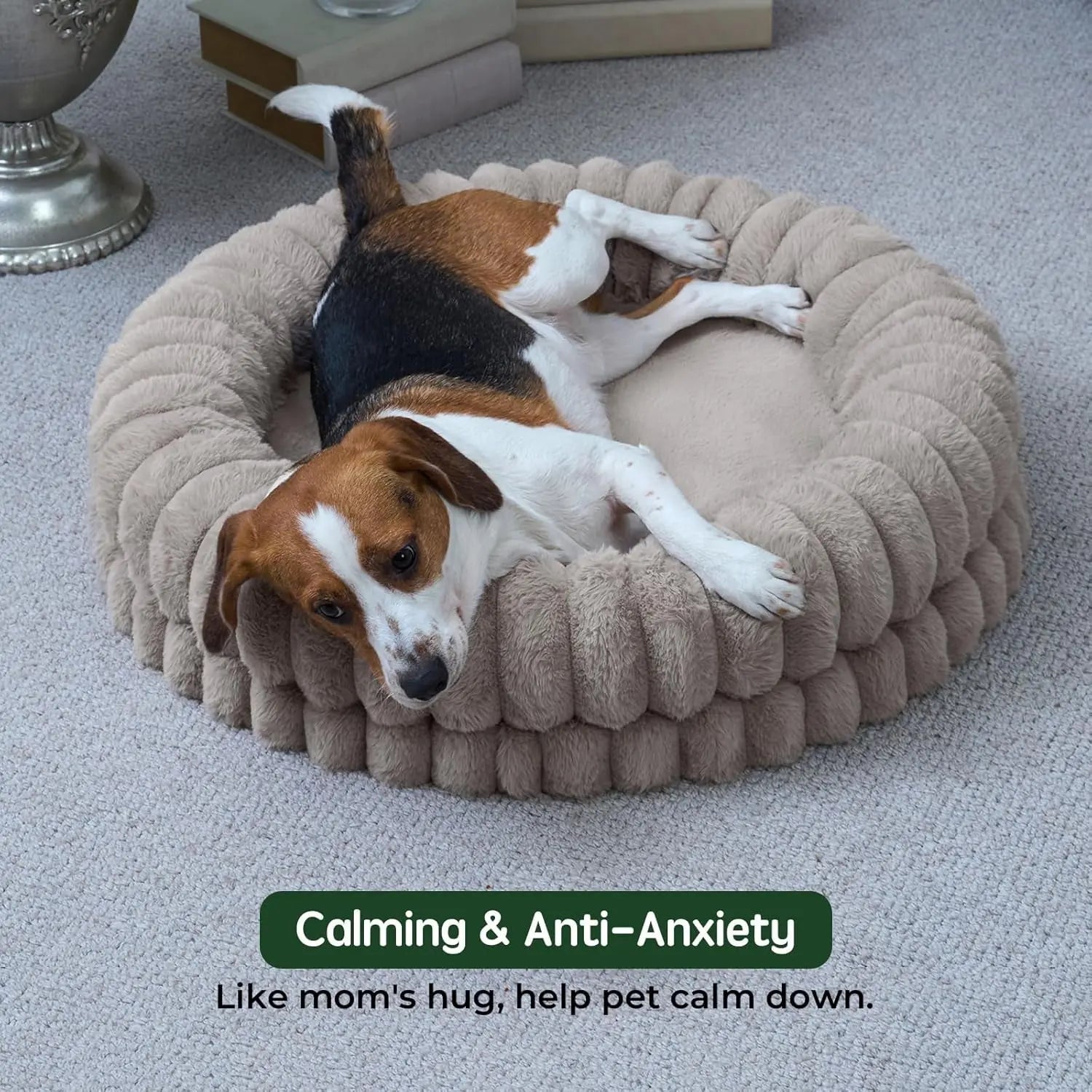 Luxury Donut Dog Bed – Orthopedic Calming Round Bed, Washable