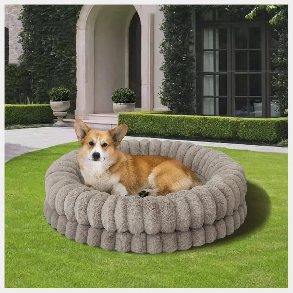 Luxury Donut Dog Bed – Orthopedic Calming Round Bed, Washable