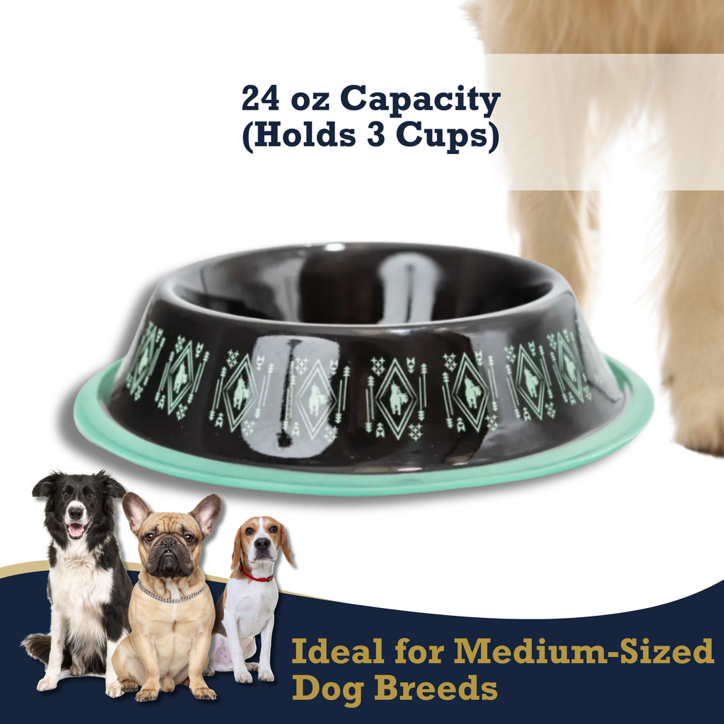 Non-Skid Boho Stainless Steel Dog Bowl – with Whimsical Unicorn Design