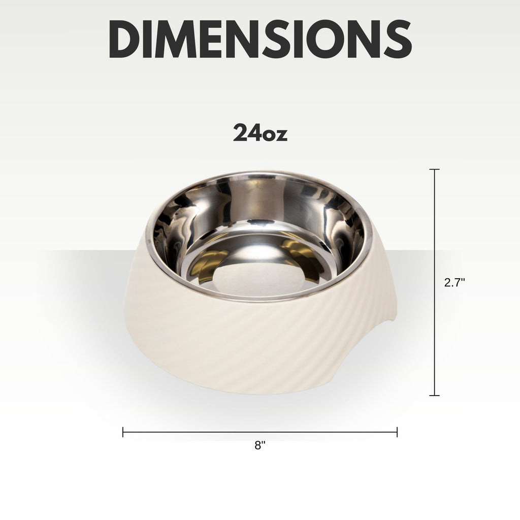 Country Living Set of 2 Round Twill Melamine Dog Bowls with Removable Stainless Steel Inserts – White Swan