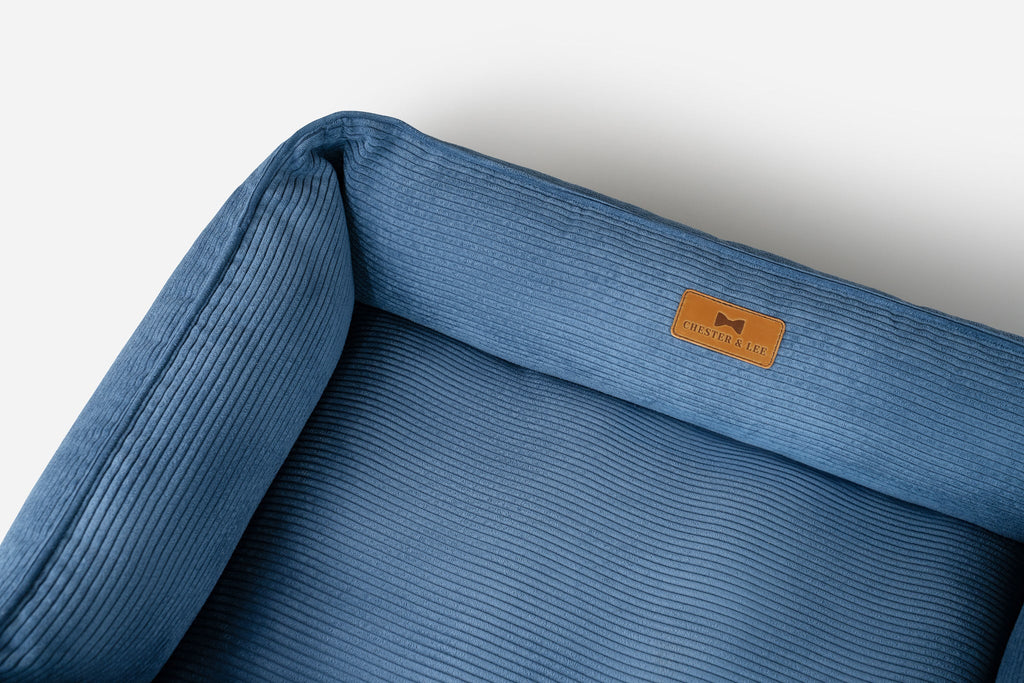 Chester & Lee | Fancy Corduroy Sleeper Dog Bed Blue