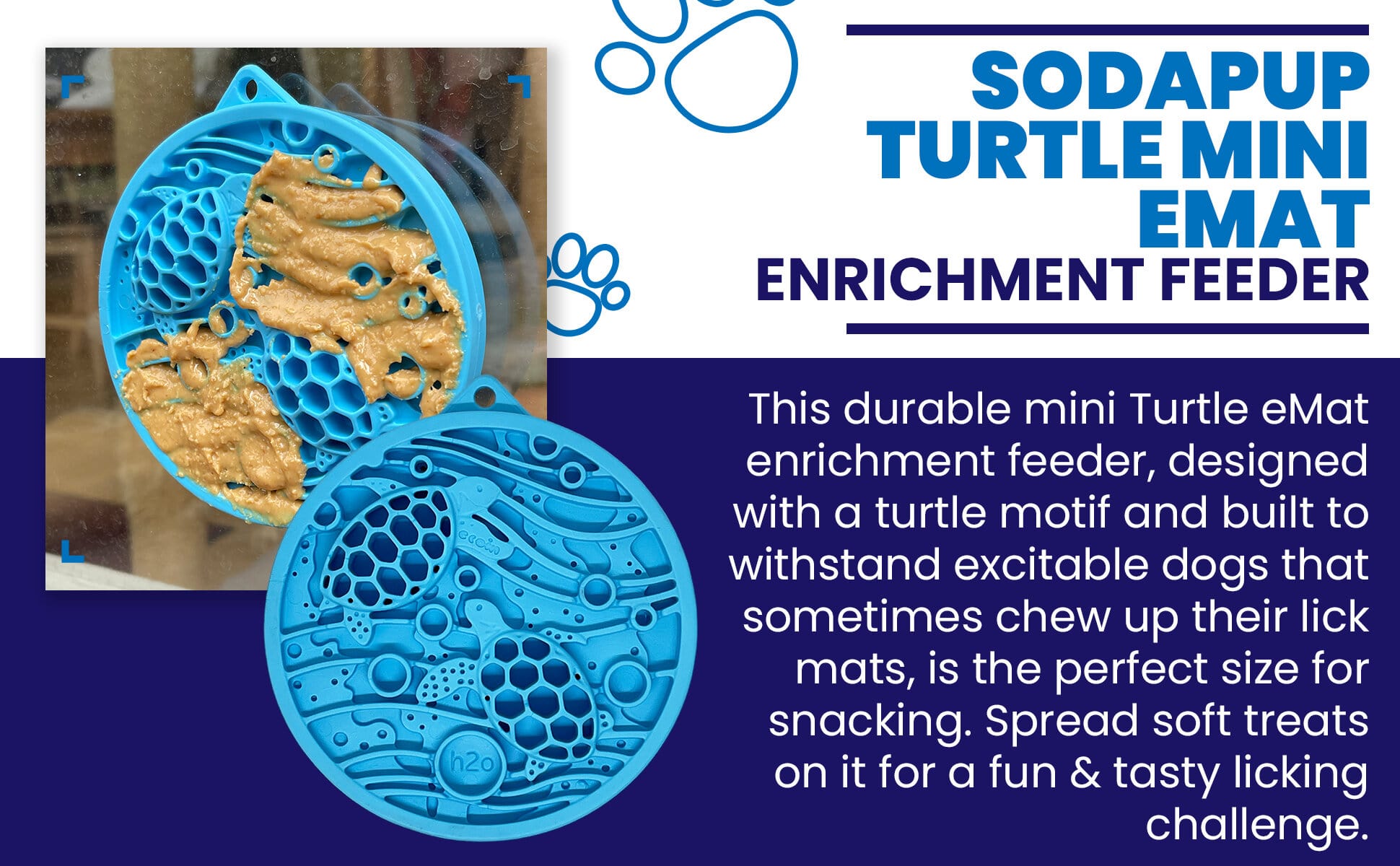 SodaPup® Turtle eMat-Mini Lick Mat with Suction Cups - Small Dogs & Cats | USA