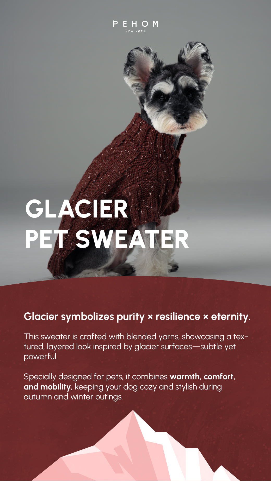 Pehom | Glacier Pet Sweater - Burgundy