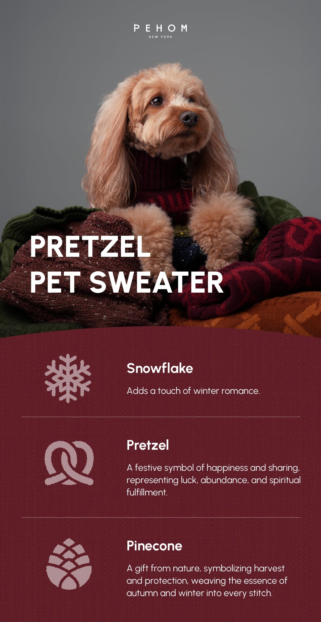 Pehom | Pretzel Pet Sweater - Burgundy Red