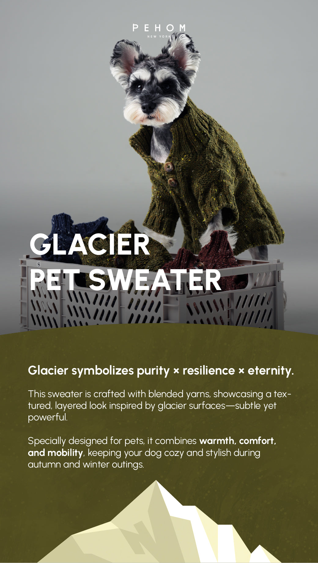 Pehom | Glacier Pet Sweater - Olive Green