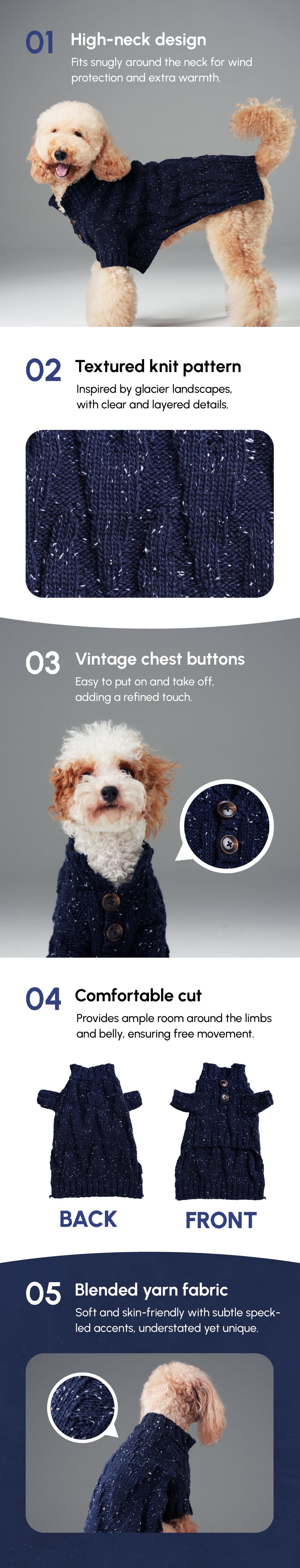 Pehom | Glacier Pet Sweater - Navy