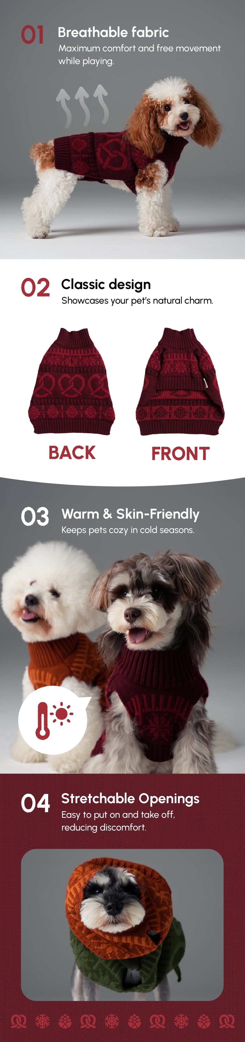 Pehom | Pretzel Pet Sweater - Burgundy Red