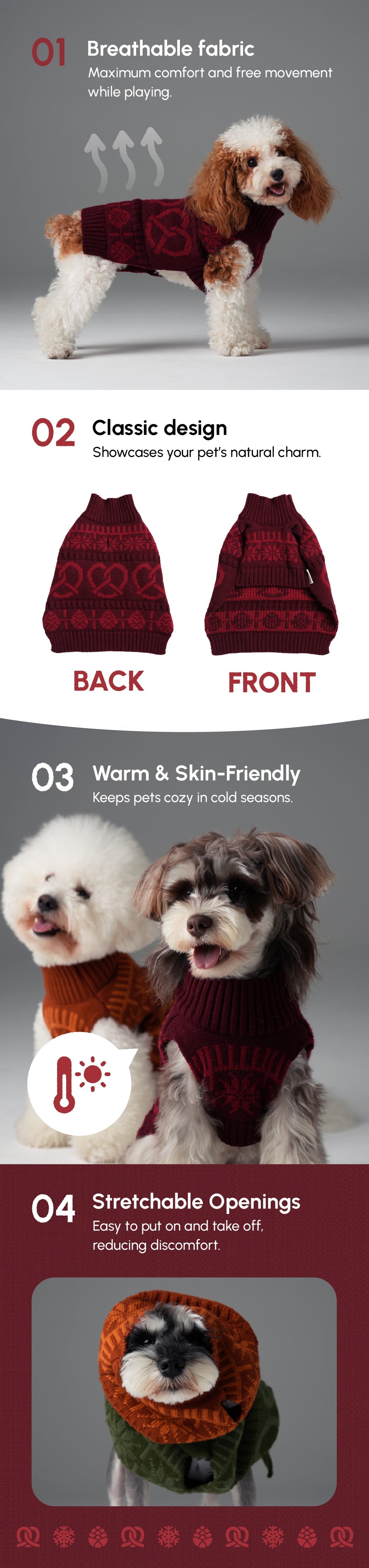 Pehom | Pretzel Pet Sweater - Burgundy Red