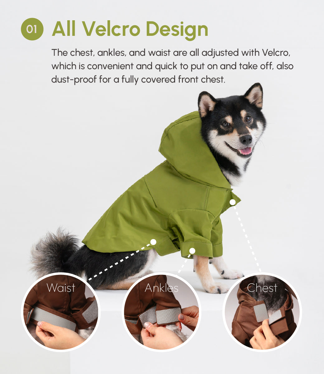Pehom | Tribeca Adjustable Velcro Raincoat - Olive