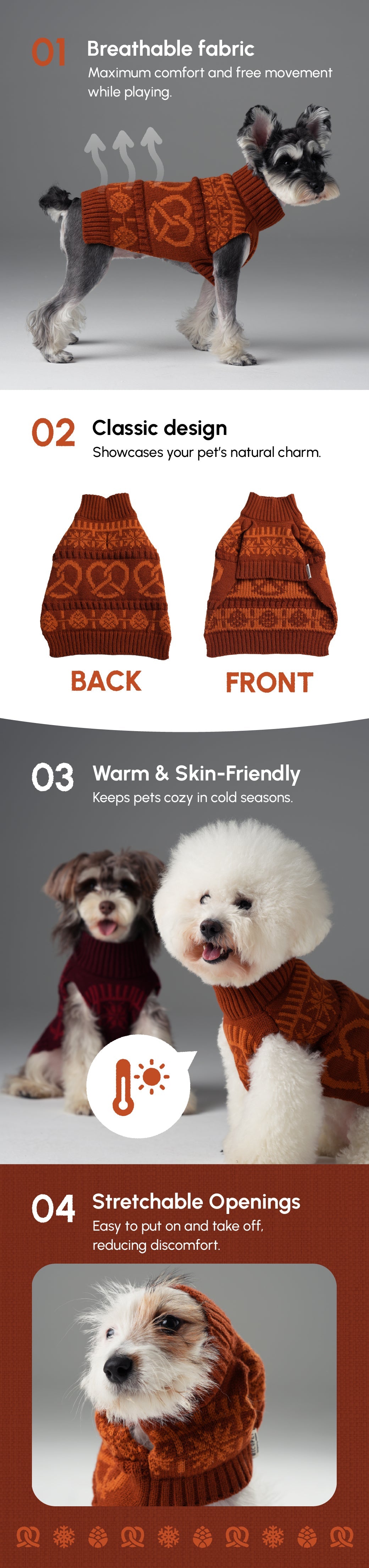 Pehom | Pretzel Pet Sweater - Tofee Orange